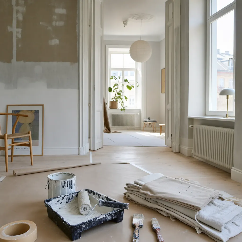 Brandskadad villa under återuppbyggnad — exempel på återställning enligt fullvärdesprincip