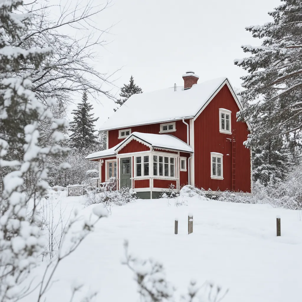 Snötäckt villa i Norrland — exempel på fastighet som omfattas av villaförsäkring med vintervillkor
