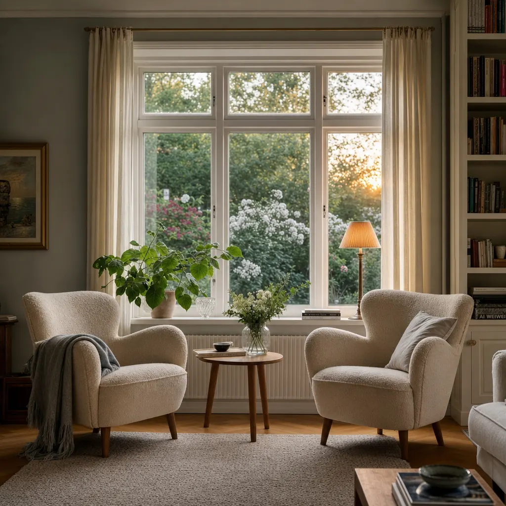 Pensionärspar utanför svensk villa — exempel på hushåll som kan få seniorrabatt på villaförsäkringen