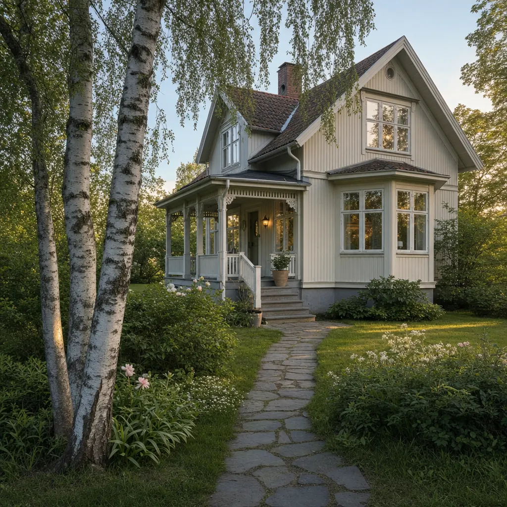 Svensk villa med trädgård i förort — typisk fastighet som omfattas av villaförsäkring